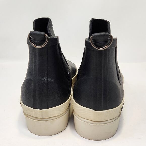 Baxter Wood Havea Black White Sole Chelsea Rain Boot Womens 10 Ankle Pull On - Picture 6 of 10
